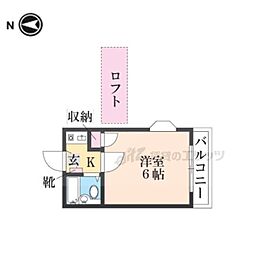 ハーモニープレイス香里ノース 1Kの間取図画像