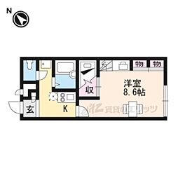 レオパレス山忠 1Kの間取図画像