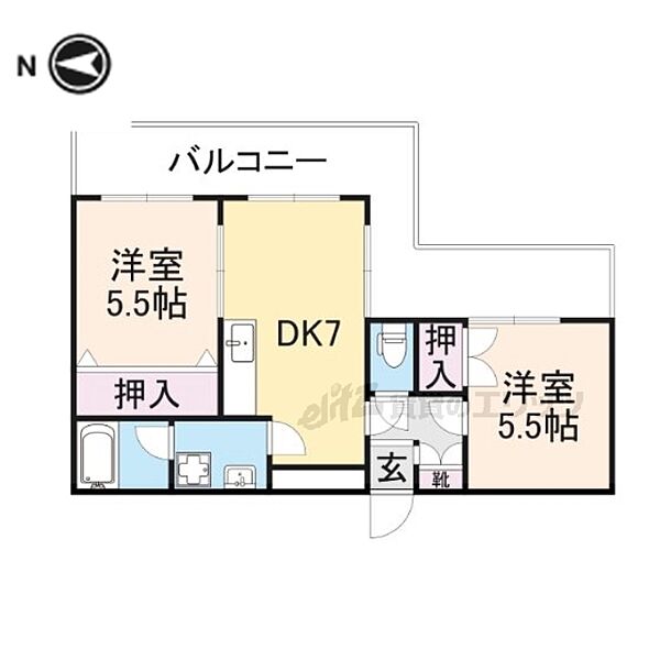 奈良県奈良市二条大路南１丁目(賃貸マンション2DK・8階・39.94㎡)の写真 その2