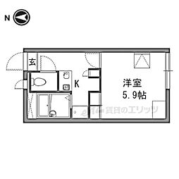 レオパレス国守 1Kの間取図画像