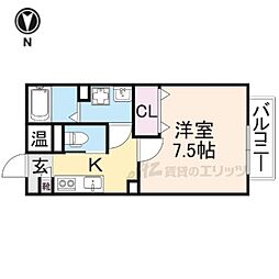 ジュテーム 1Kの間取図画像