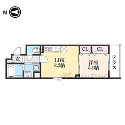 クリエオーレ松丘町 1LDKの間取図画像