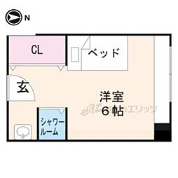 くずは寮 2階ワンルームの間取り