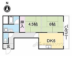 モリモトハイツ 2DKの間取図画像