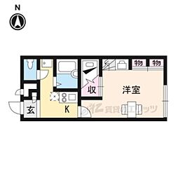 レオパレス美園Ａ 2階1Kの間取り
