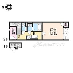 クレイノ聡 2階1Kの間取り