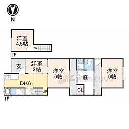 JR和歌山線 御所駅 徒歩3分の賃貸一戸建て 2階4DKの間取り