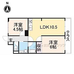 メゾン東中 1階2LDKの間取り