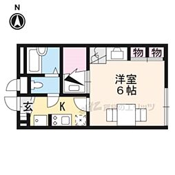 レオパレス八条III 1階1Kの間取り