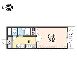 近鉄奈良線 新大宮駅 徒歩4分の賃貸マンション 3階1Kの間取り