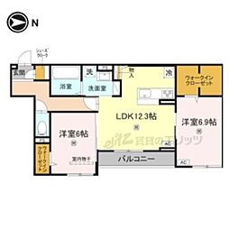 近鉄大阪線 大和八木駅 徒歩22分の賃貸アパート 3階2LDKの間取り
