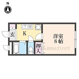 南新町ビル 6階1Kの間取り