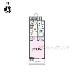近鉄橿原線 田原本駅 徒歩6分の賃貸アパート 2階1Kの間取り