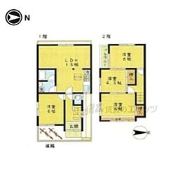 JR桜井線 京終駅 徒歩20分の賃貸一戸建て 4LDKの間取り