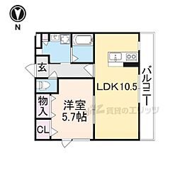結充イムーブルB館 1LDKの間取図画像