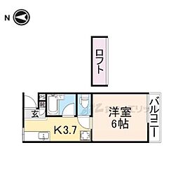 ハイツきだ 201 2階1Kの間取り