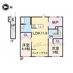 十市町新築アパート 2階2LDKの間取り