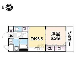 プライムガーデンI・II 3階1DKの間取り