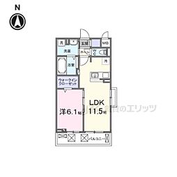 JR和歌山線 畠田駅 徒歩6分の賃貸アパート 3階1LDKの間取り
