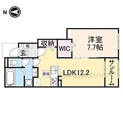 JR桜井線 香久山駅 徒歩7分の賃貸アパート 1階1LDKの間取り