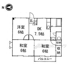 ヴィラコート香芝 2階3DKの間取り
