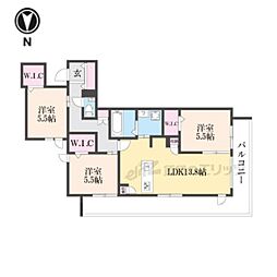 近鉄奈良線 生駒駅 徒歩2分の賃貸マンション 4階3LDKの間取り