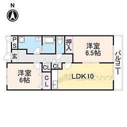 ワシントンアヴェニュー 5階2LDKの間取り