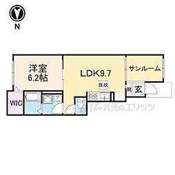 モンテ　ウネビ 1階1LDKの間取り