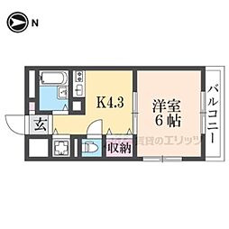 イスズベル大和高田 1Kの間取図画像