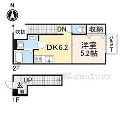 ベルオーブ2 1DKの間取図画像