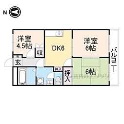 フローラルコート2番館 3DKの間取図画像