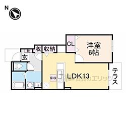 プロムナード 1LDKの間取図画像