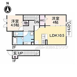 ヴィルヌーブA棟 2LDKの間取図画像