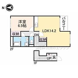 シャトーヒルズ 2階1LDKの間取り