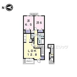 グランドソレイユA 2LDKの間取図画像