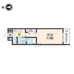 ガルデニア2 1Kの間取図画像