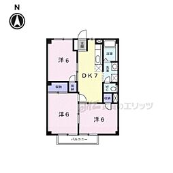 リバティーA棟 3DKの間取図画像