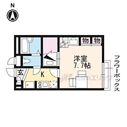 レオパレスシュークル大和桜井 1Kの間取図画像