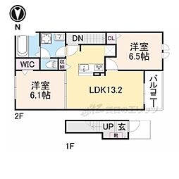 ライズ 2LDKの間取図画像