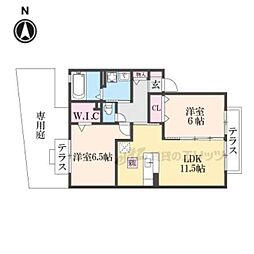 ロジュマン葛城B 2LDKの間取図画像