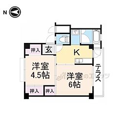 ビレッジハウス曽大根4号棟 2Kの間取図画像