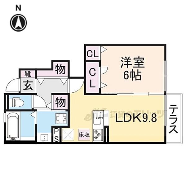 ドルフV 102｜奈良県奈良市宝来４丁目(賃貸アパート1LDK・1階・42.57㎡)の写真 その2