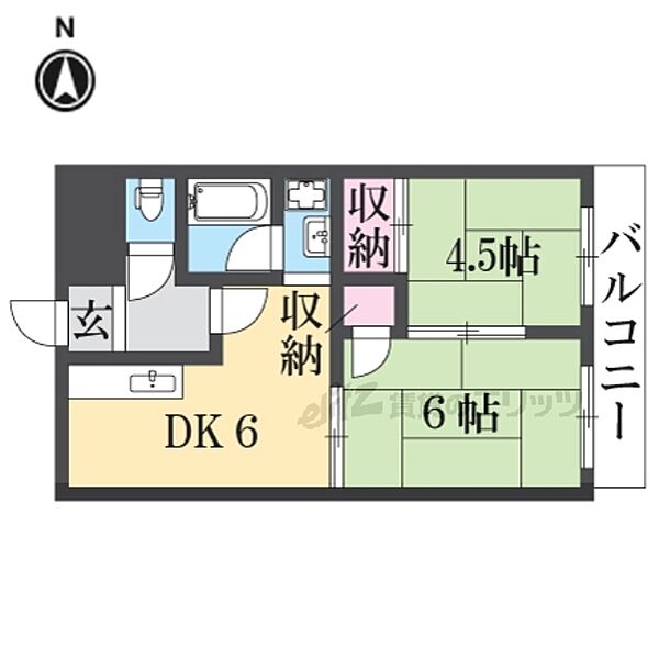 奈良県生駒市東生駒１丁目(賃貸マンション2DK・3階・26.73㎡)の写真 その2