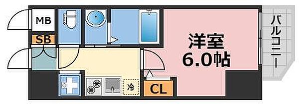 エステムコート難波サウスプレイスVIIリアン ｜大阪府大阪市浪速区日本橋東3丁目(賃貸マンション1K・6階・22.11㎡)の写真 その2