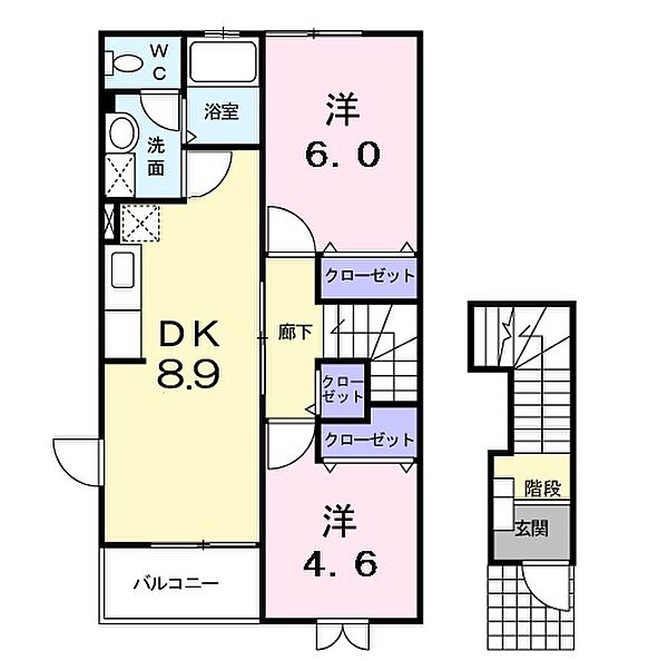 ガーデン・スクエア　B 201号室｜茨城県坂東市辺田(賃貸アパート2DK・2階・51.67㎡)の写真 その2
