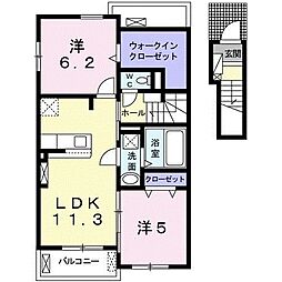 コート・ダジュール緑町 I 2階2LDKの間取り