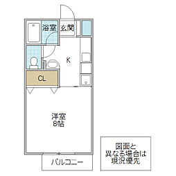 ヴィラオガワ 1Kの間取図画像