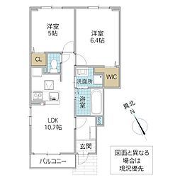 ポルトII 2LDKの間取図画像
