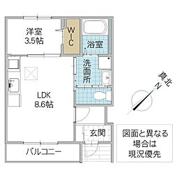Kanon (カノン) 1LDKの間取図画像
