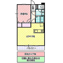 シュロス松前台 1LDKの間取図画像